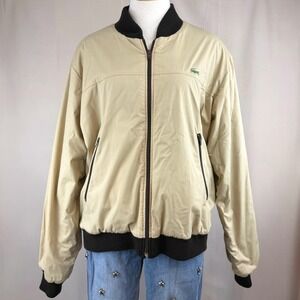 Vintage IZOD LACOSTE Mens (L) Jacket Beige Brown Lined Grandpa Dad Normcore Gorp